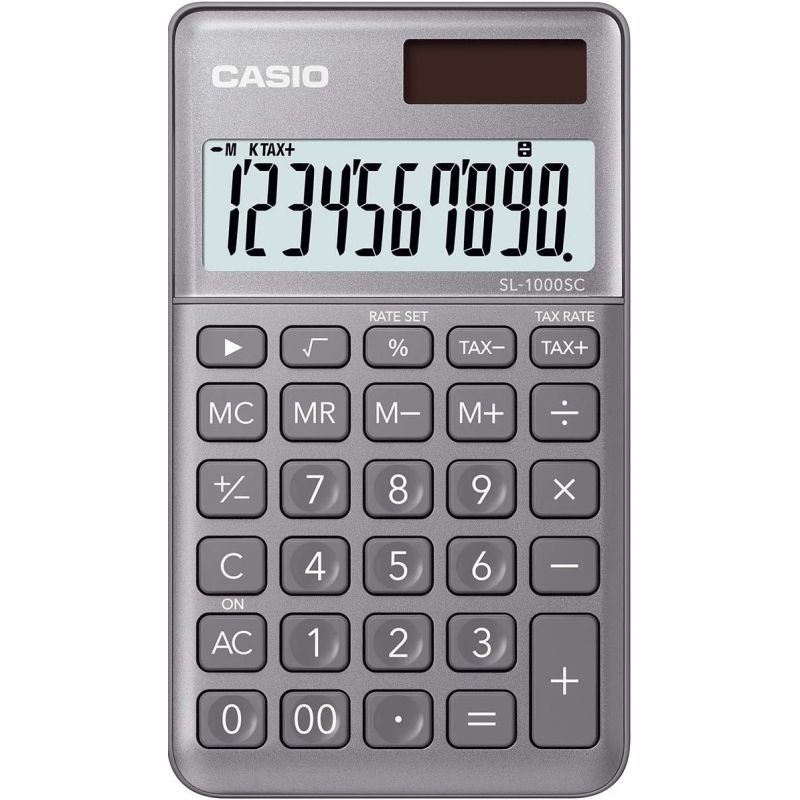 CASIO Calculatrice de poche SL-1000SC-GY-S-EP grise CASIO Calculatrice de poche SL-1000SC-GY-S-EP grise